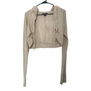 GUESS JEANS AUTHENTIC CROP OLIVE HOODIE SIZE LARGE